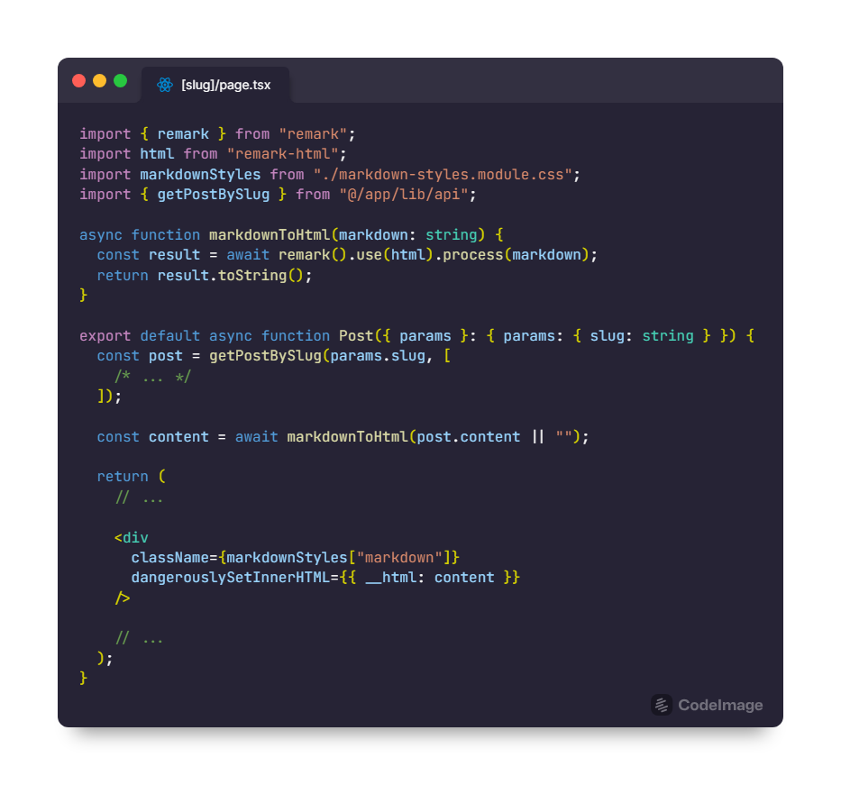 Exemple of rendering markdown